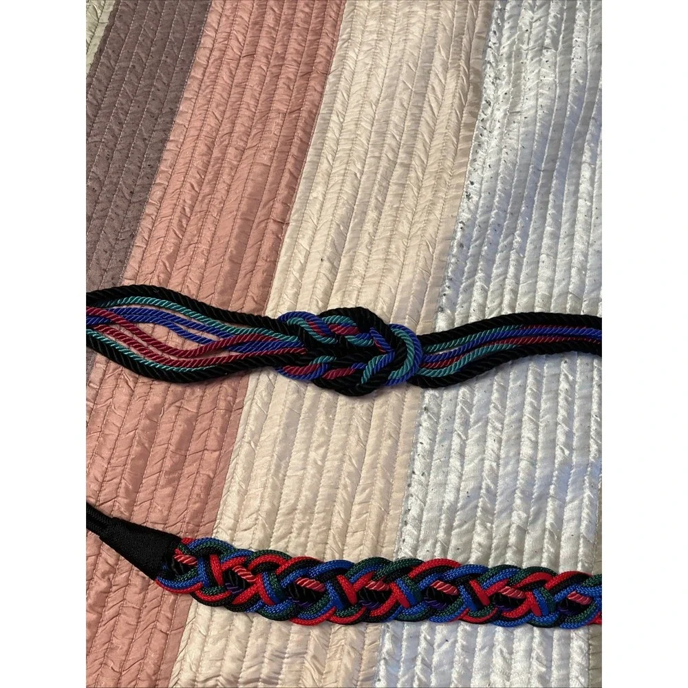 Vintage STRETCH MULTI COLOR ROPE CORDS BELT 2 Piece/ Sizes Hippie ☮️🌈🕺 Unisex?